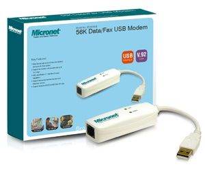 Micronet 56K Data/Fax USB Modem. Allows a PC to access fax over internet