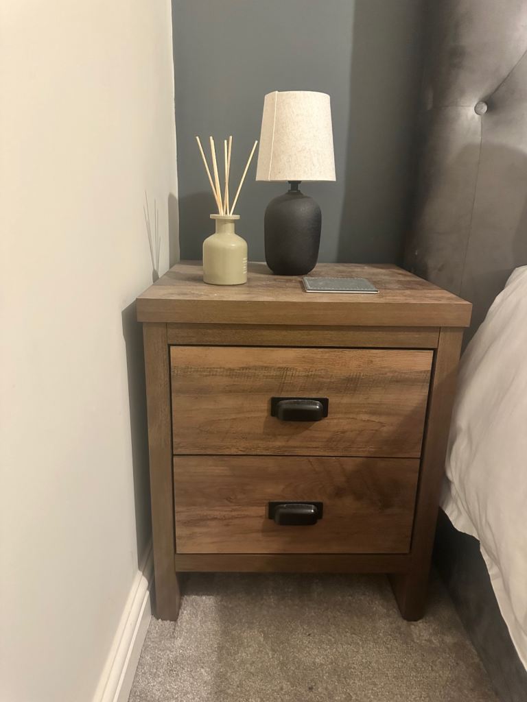 Bedside tables and lamps