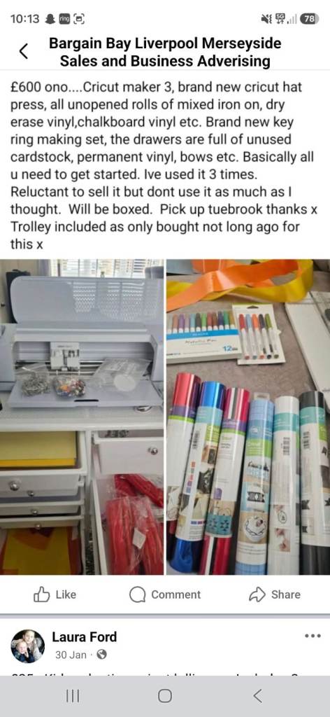 Cricut Maker 3 with Hat Press & Vinyl Bundle – Excellent Condition