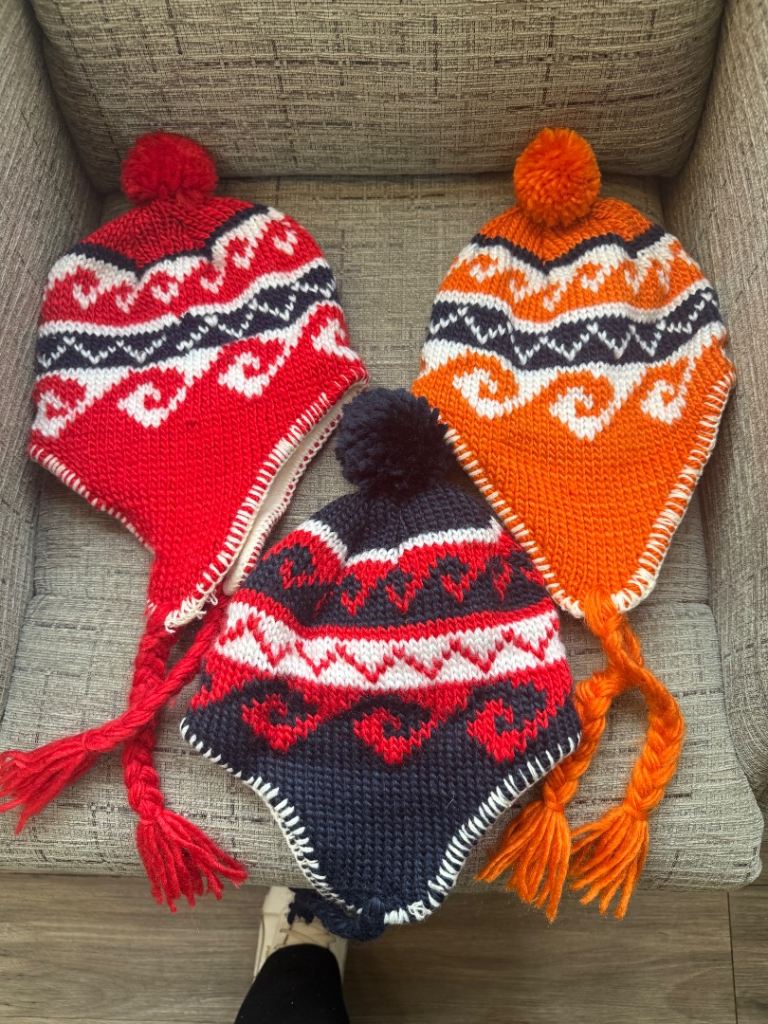 Cosy Knitted Winter Hats with Ear Flaps and Pom Poms