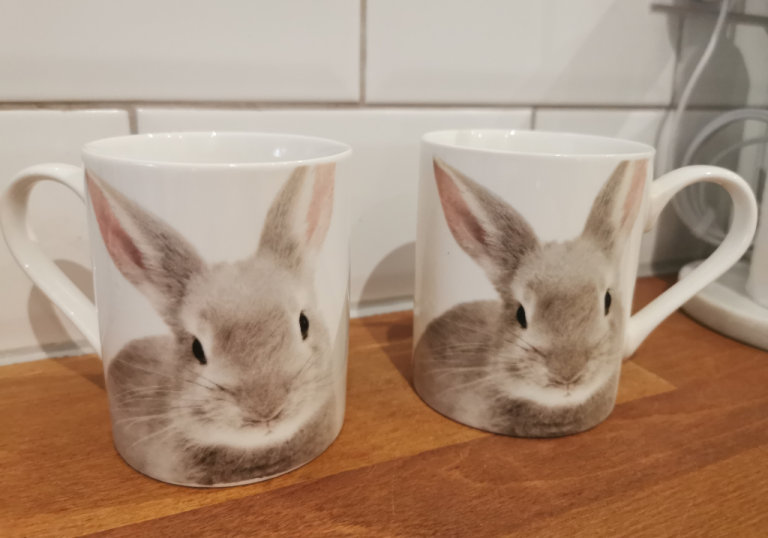 Pair of Bunny Rabbit Mugs 