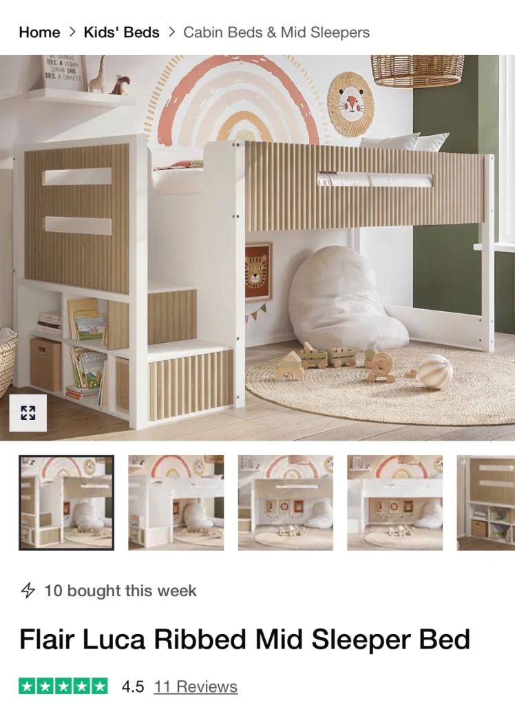 Mid sleeper bed kingdom single bed with steps - brand new - 