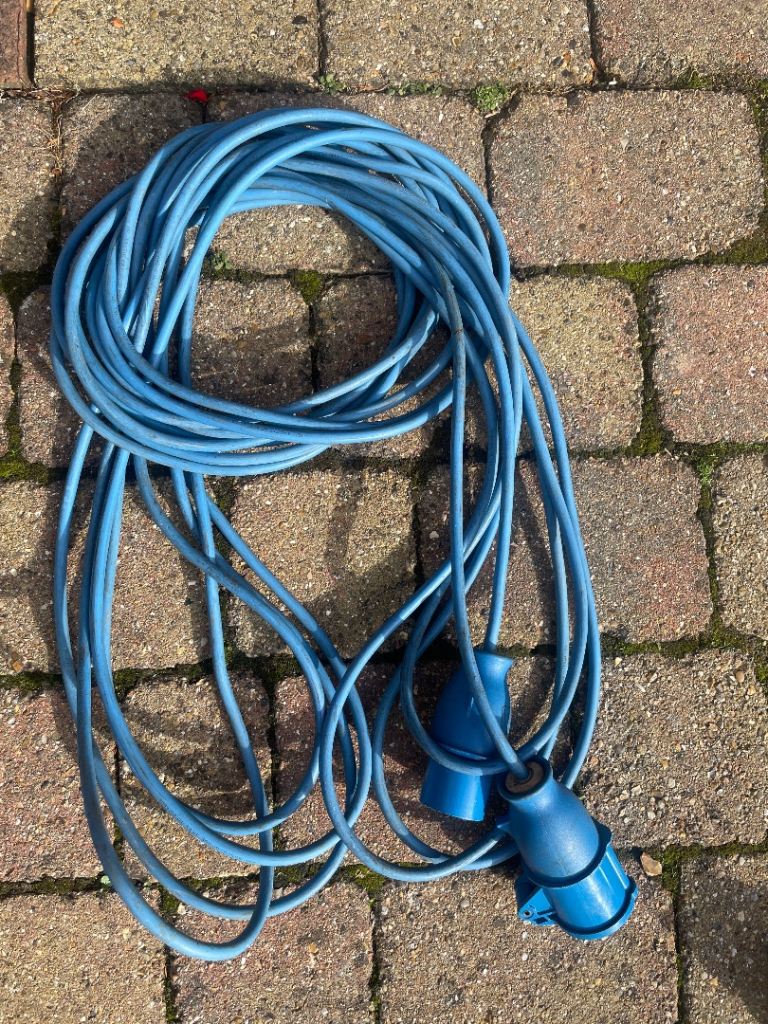 Blue Extension Lead with Industrial Plugs – Good Condition