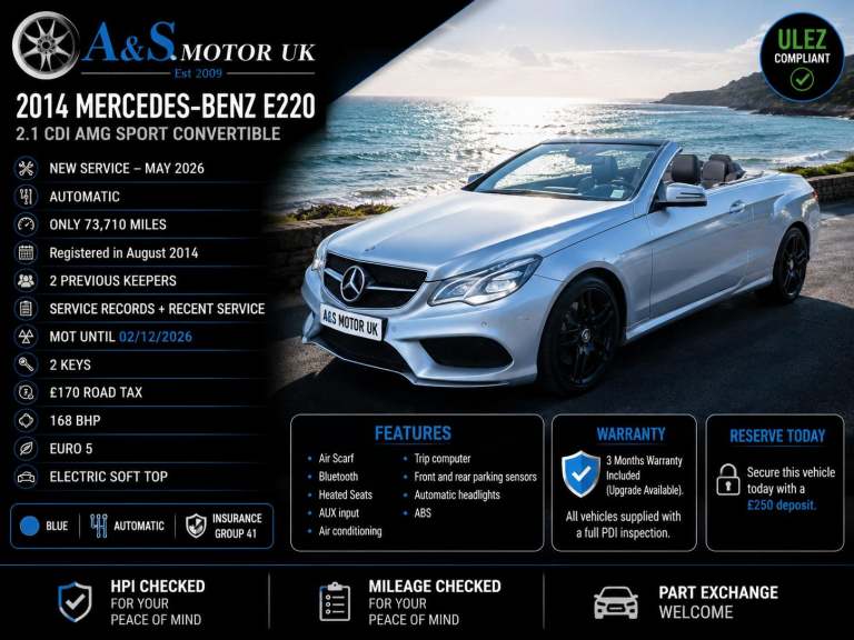 MERCEDES-BENZ E CLASS 2.1 E220 CDI AMG Sport 2014