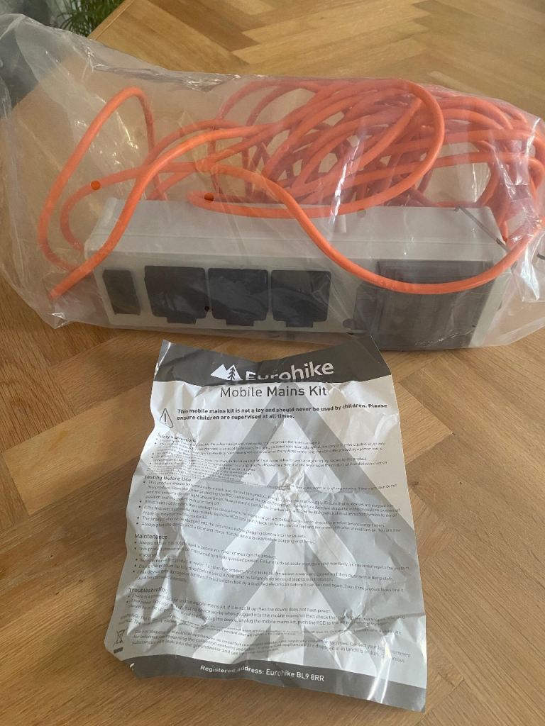 Eurohike mobile mains kit -  extension cable & USB 