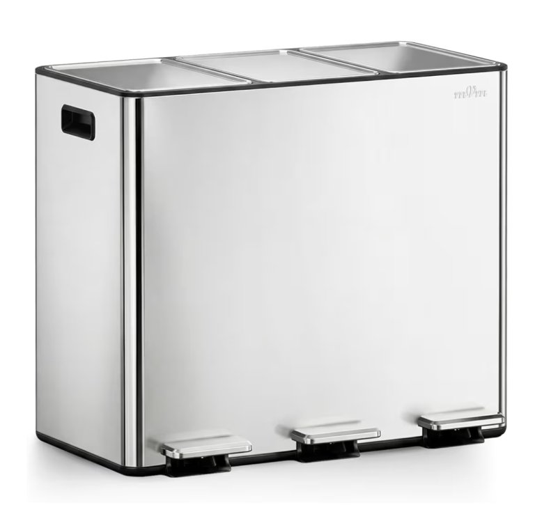 45l triple stainless steel bin