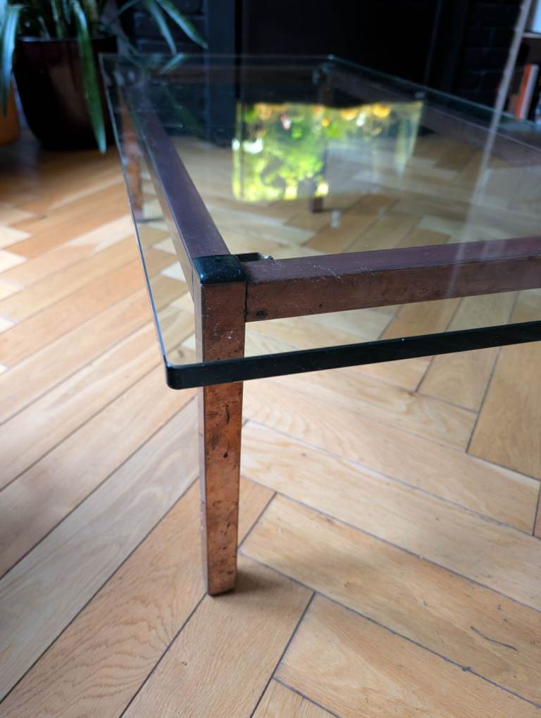 Stylish copper and glass coffee table