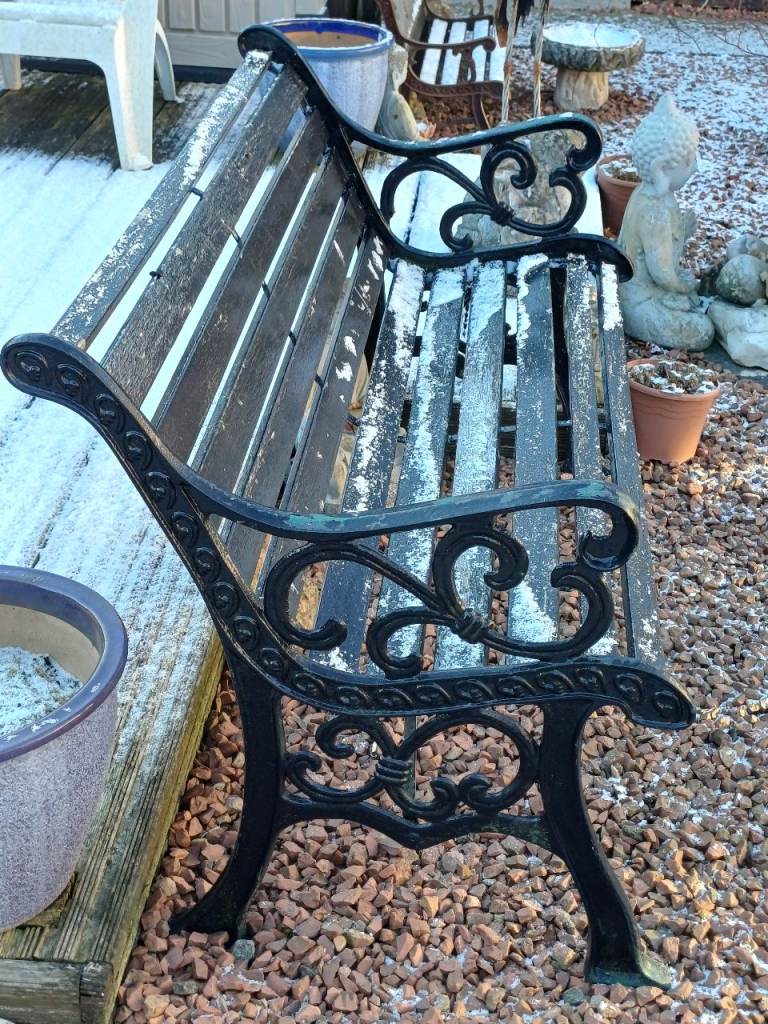 Cast iron bench and 2 chairs