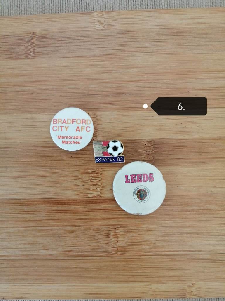 Vintage football theme pin badges x 3