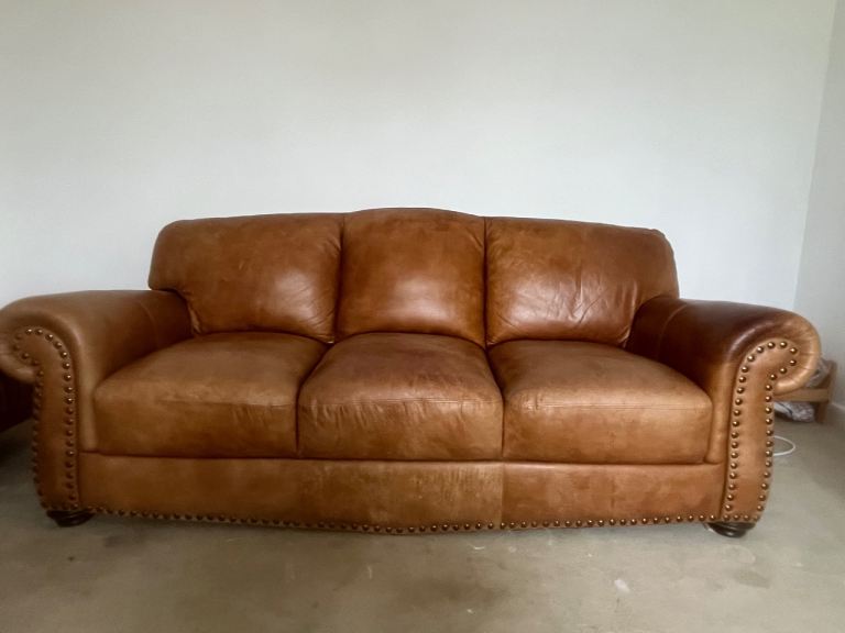 Brown / Tan Sofa 3 and Single chair 