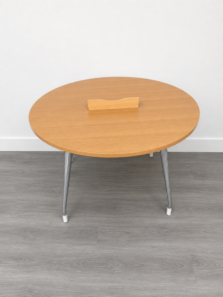 Herman Miller Circular Table – Oak / Chrome, D1200mm