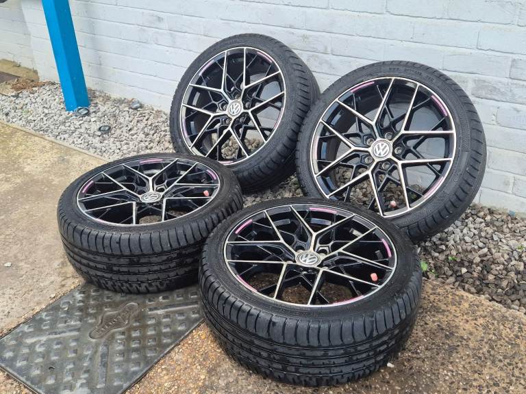 🌟Vw style 18 inch alloy wheels 5x112 with MATCHING TYRES 6M++ GOLF GTI/GTD/R CADDY AUDI SKODA 