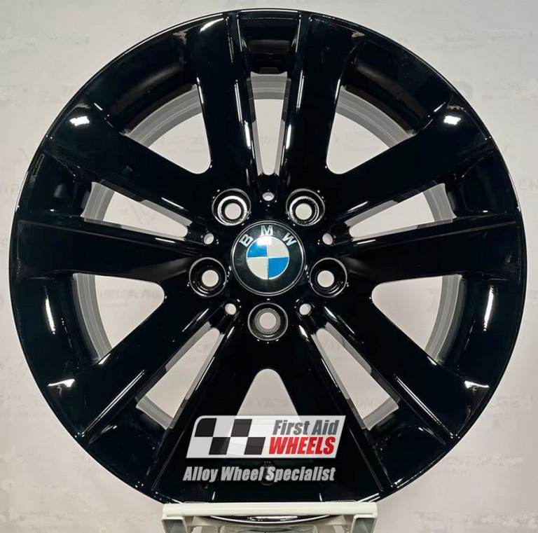 R344BG Swap BMW 1 SERIES E81 4x 17'' GENUINE STYLE 141 GLOSS BLACK ALLOY WHEELS