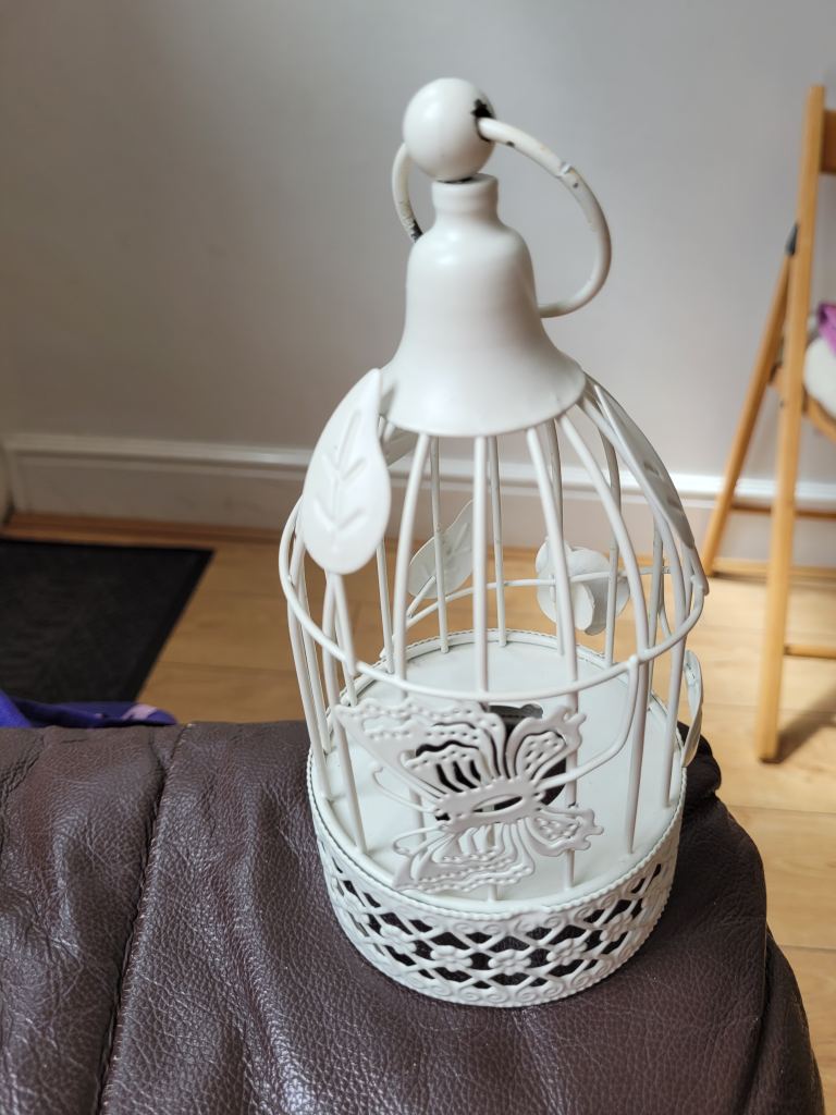 White Metal Decorative Bird Cage Ornament