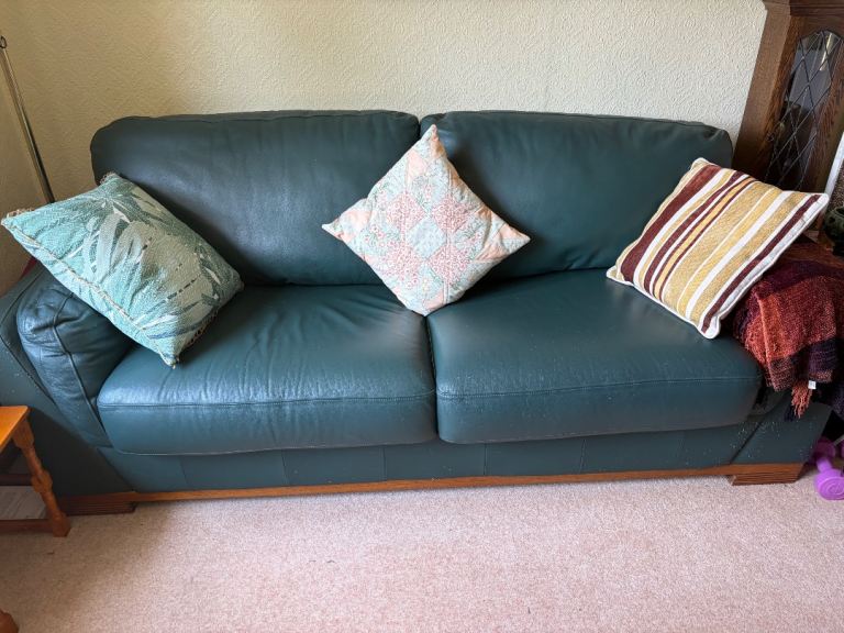 Free - 3 seater Leather sofa bed - bottle green