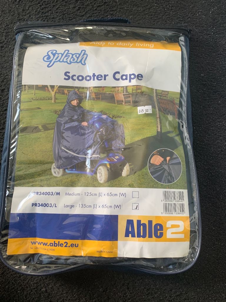 Brand New Able2 Splash Scooter Cape Large Waterproof Mobility Scooter Cover