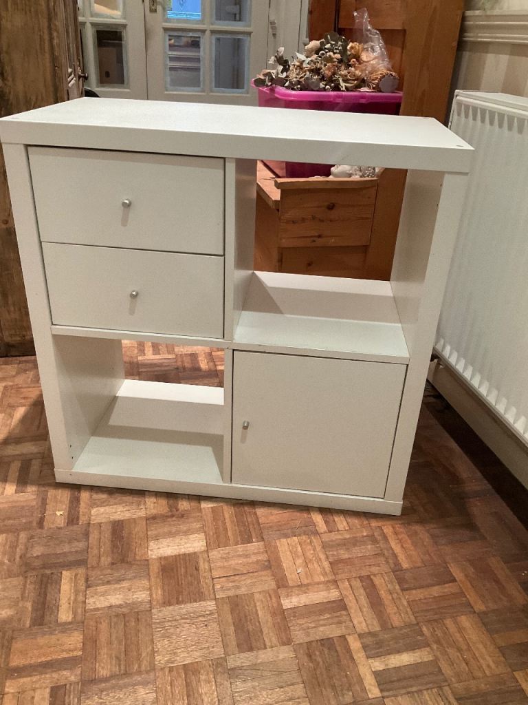 IKEA (KALLAX)white drawer and cupboard unit