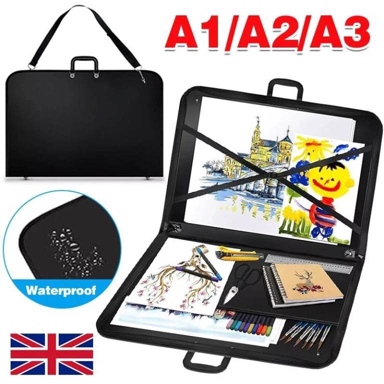 A1 BLACK WATER PROOF DESIGN PORTFOLIO CASE ART WORK PAINTING FOLDER BAG