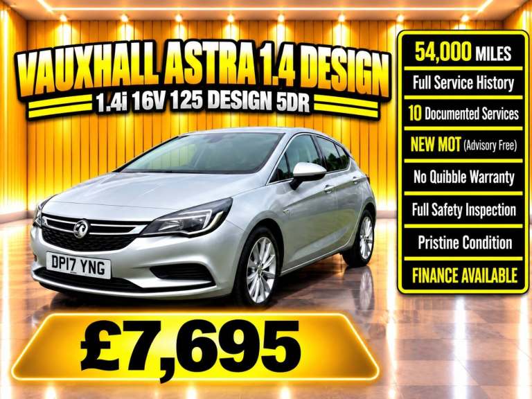 2017 Vauxhall Astra 1.4T 16V 125 Design 5dr HATCHBACK Petrol Manual