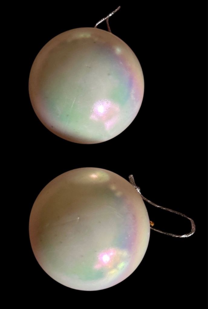 x2 Iridescent Baubles Christmas Tree Decorations 6cm Diameter 