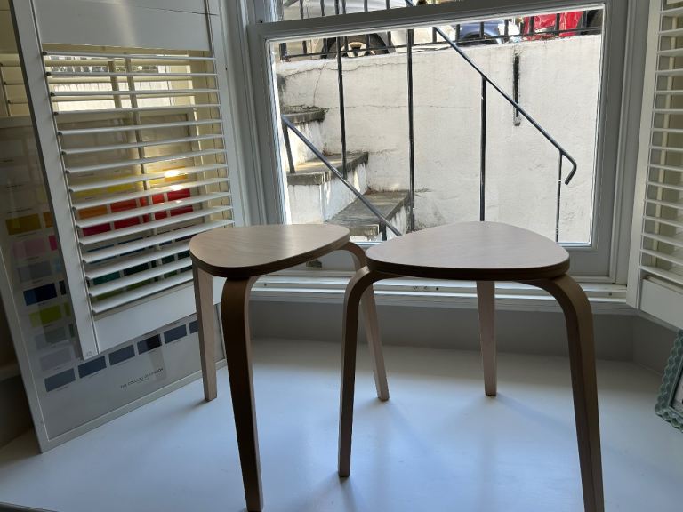 2 x IKEA KYREE BIRCH WOOD STOOL / TABLE 