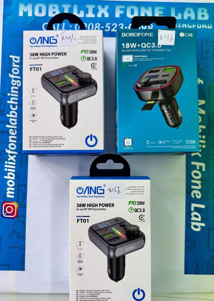 In-Car Wireless Bluetooth FM Transmitter – 38W / 18W Dual USB Fast Charger Available 