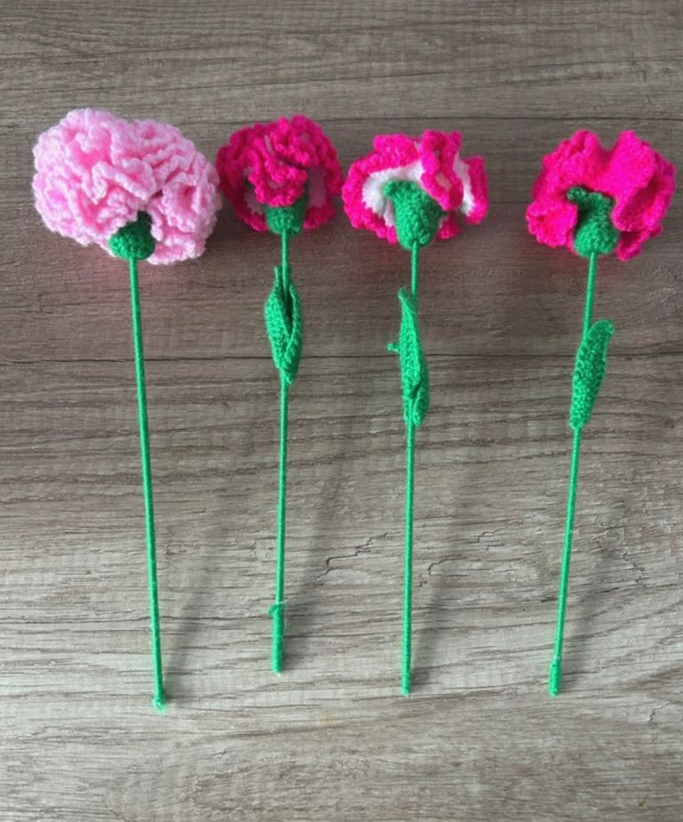  Handmade Crochet Flowers – Tulips & Carnations – Home Decoration