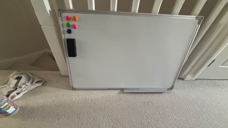 Whiteboard with Magnets and Eraser – Good Condition