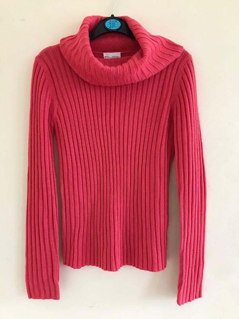 image for Beautiful coral thick knitted polo neck jumper