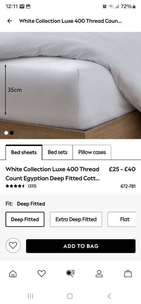 White Collection Luxe 400 Thread Count Egyptian Cotton Deep Fitted Sheet