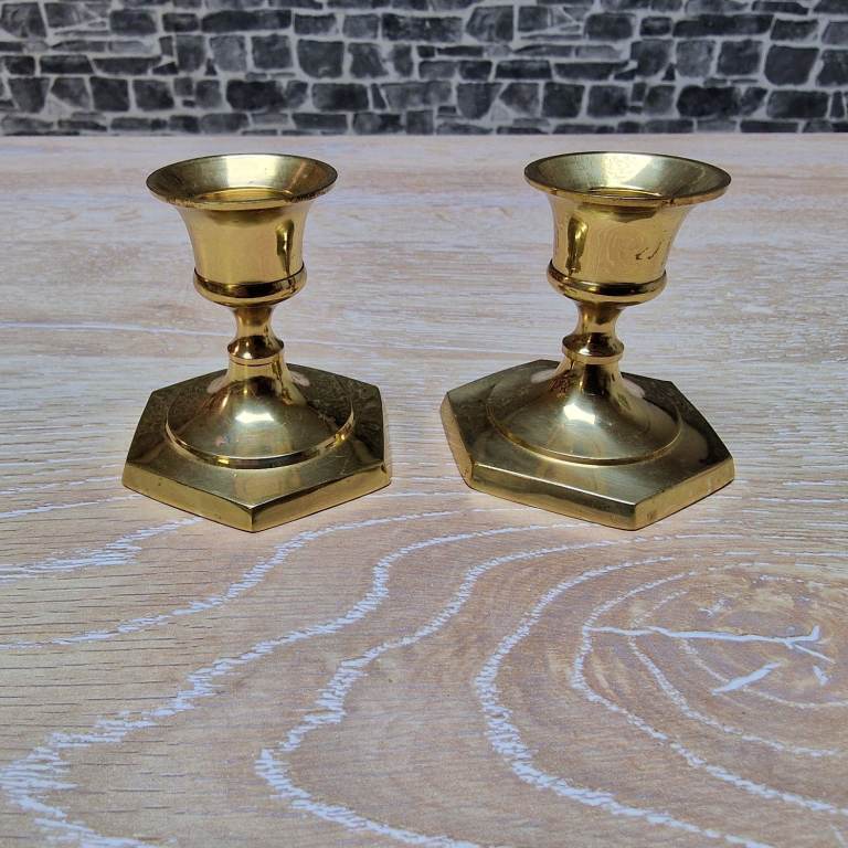 Pair of Small Brass Candlesticks