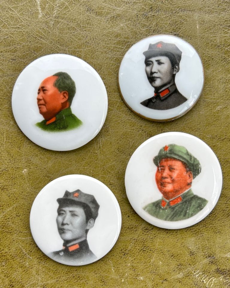 Vintage Ceramic Chairman Mao Zedong Badges Sold Separately 