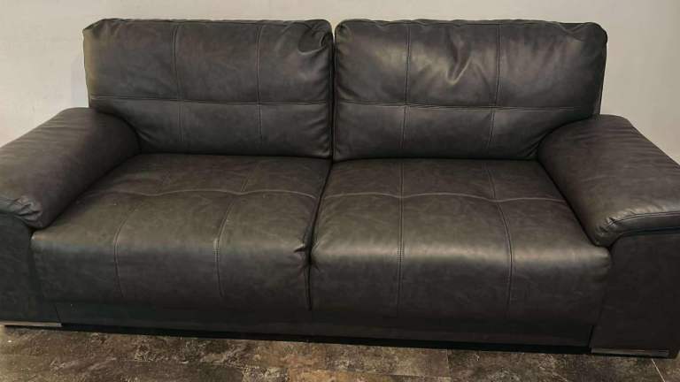 Black leather sofa