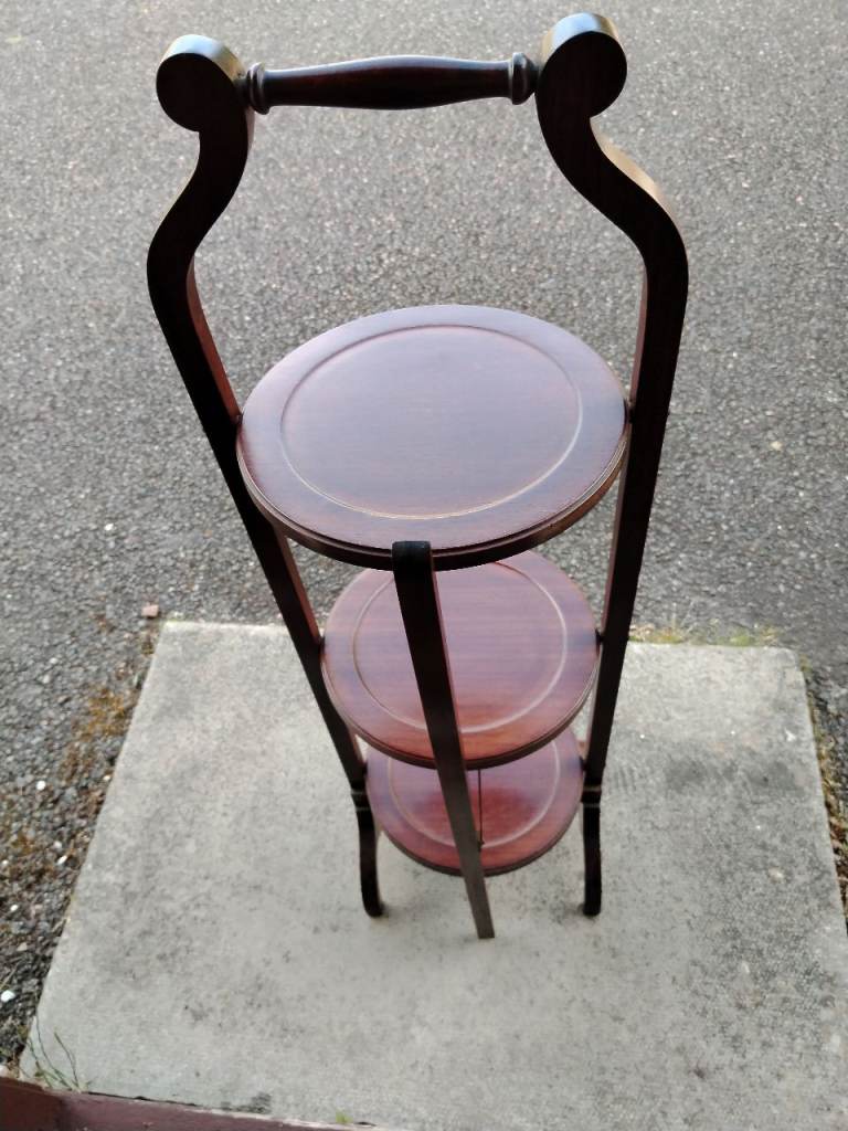 Vintage wooden three-tier cake stand 