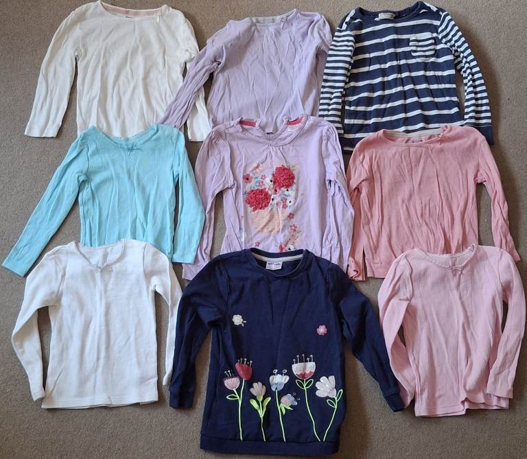 Girls Long Sleeve Tops Bundle – Various Colours, Good Condition