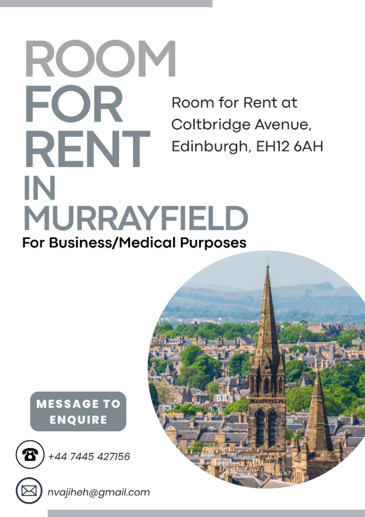 Commercial Room for Rent in Murrayfield, Edinburgh