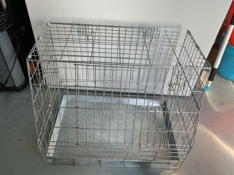 DOG ANIMAL METAL FOLDING CRATE CAGE + METAL TRAY EXCELLENT CONDITION 75 x 49 x 59 cm