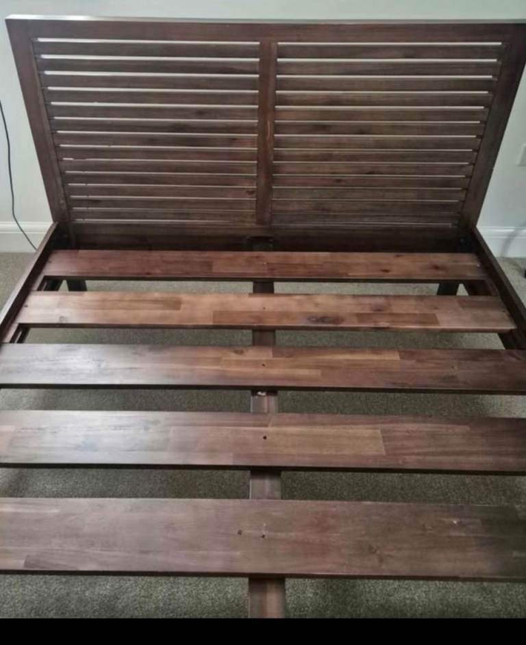 Solid dark oak double bed 