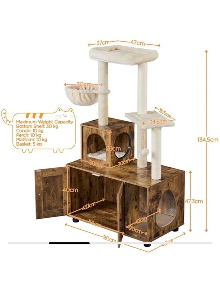 🐱 Cat Tree with Enclosed Litter Box  – £60
