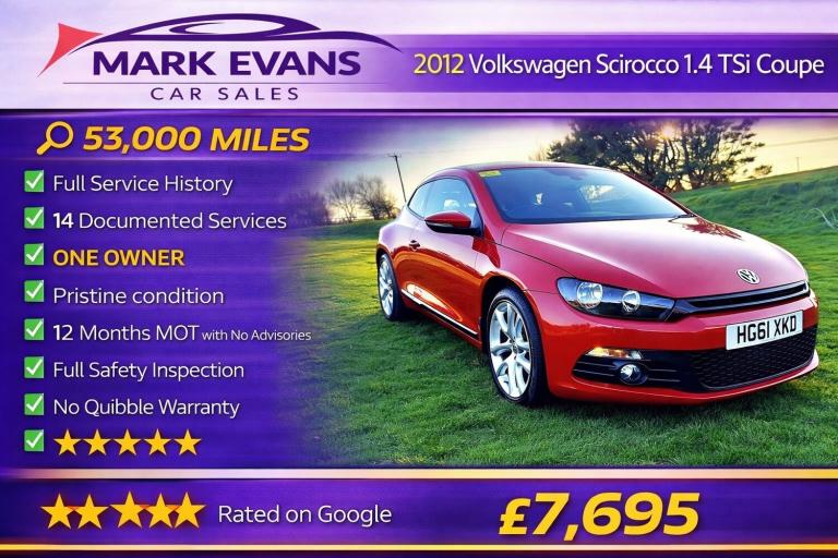 2012 Volkswagen Scirocco 1.4 TSI 3dr [Nav] COUPE Petrol Manual