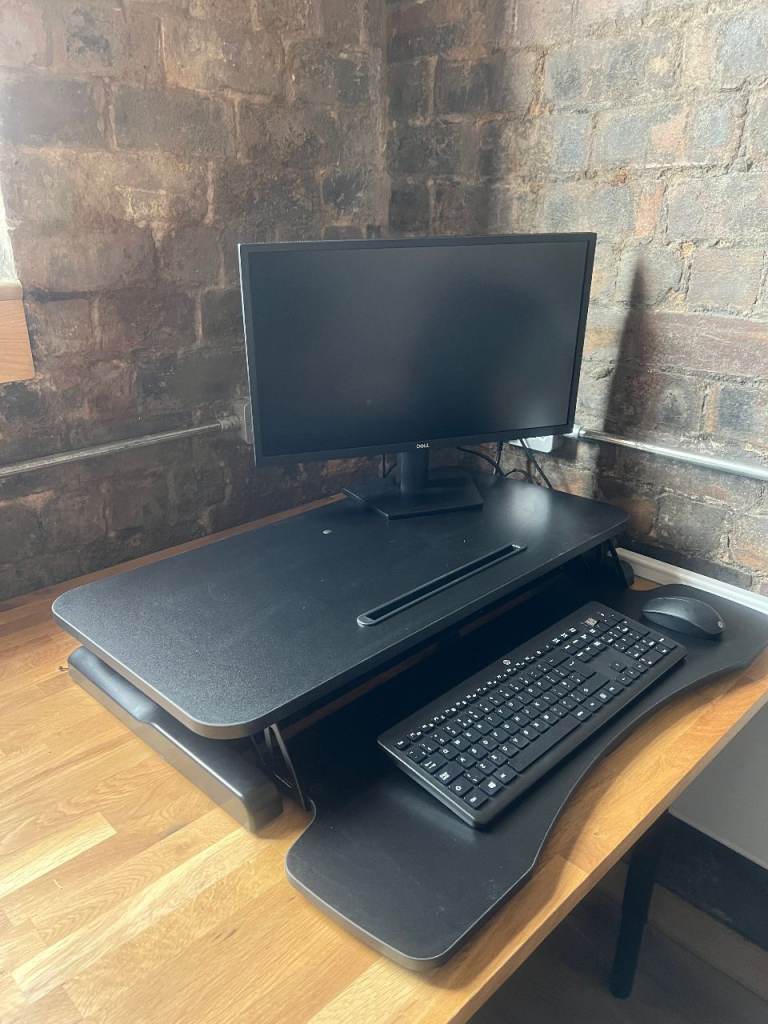 Black Height-Adjustable Sit-Stand Desk Converter – Good Condition