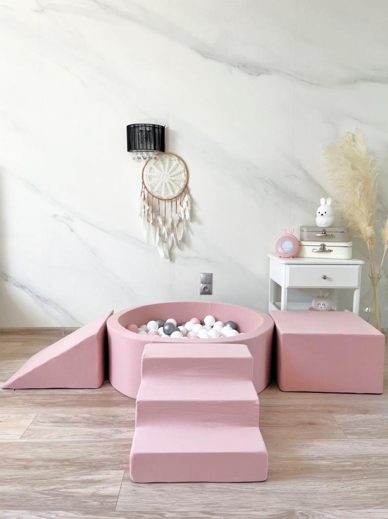 Soft Play Set - Pink and Grey with matching Balls