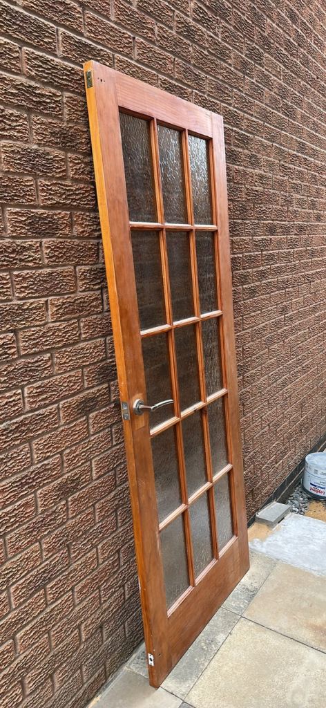 Wooden Internal Door with Glass Panels – Good Condition