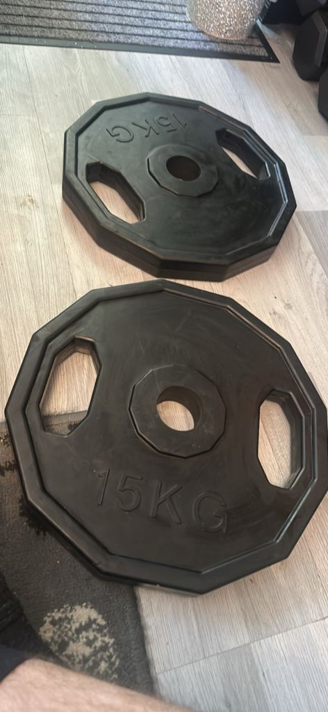 2x15kg hex style Olympic weight plates 