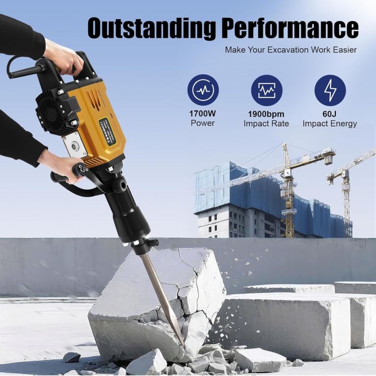 New demolition hammer drill with 3 chisels and carry case