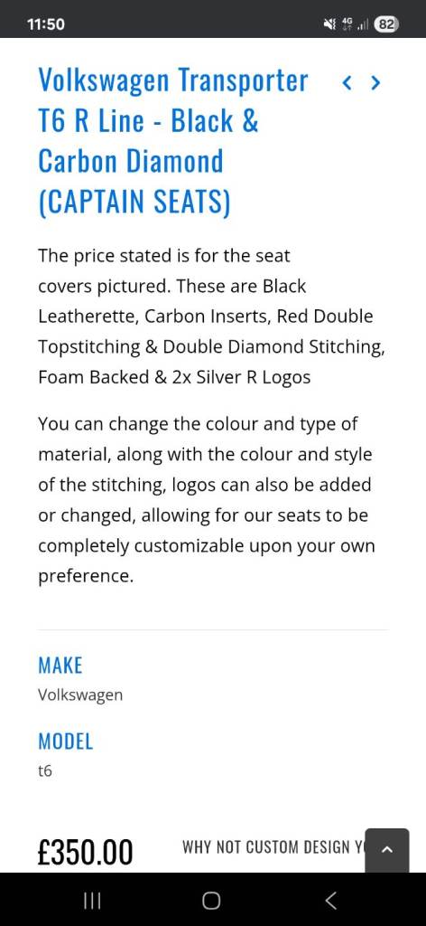 Vw transporter T6 seat covers 