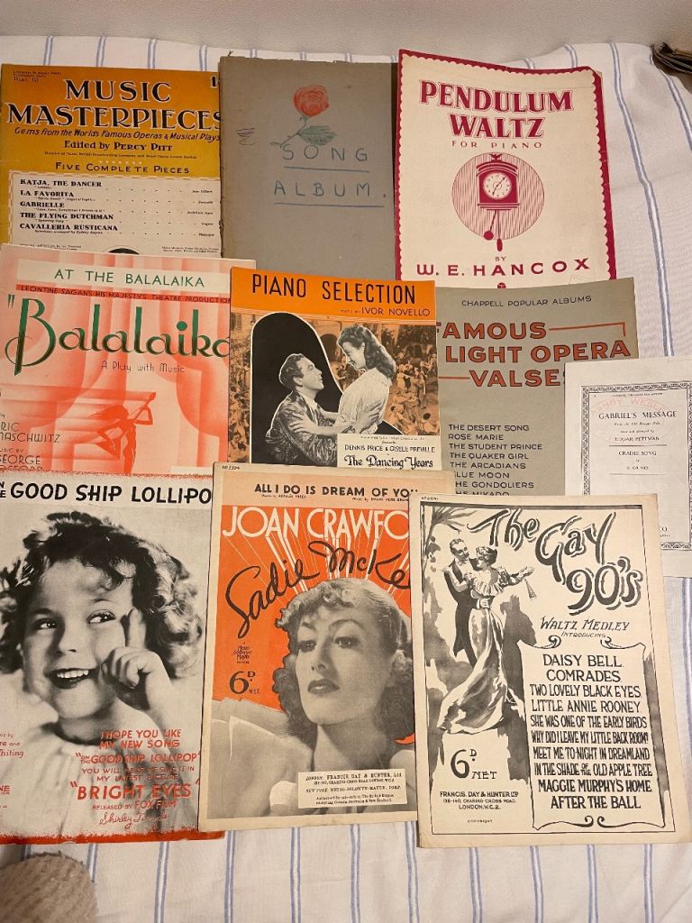 Piano sheet music 1920s onwards