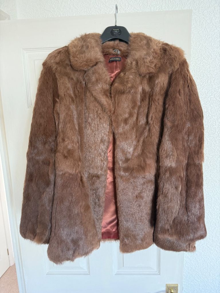 Brown Real Rabbit Fur Coat 