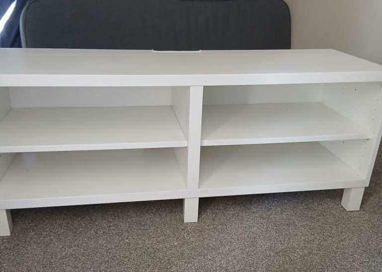 White TV Unit with Shelves – Good Condition