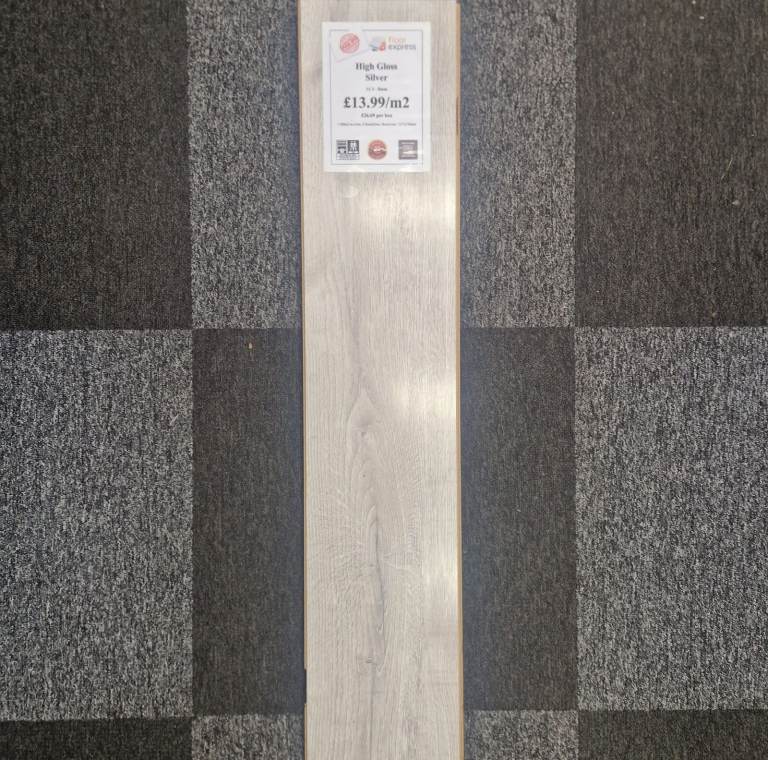 High Gloss Silver 8mm Laminate Flooring £27 Per Pack